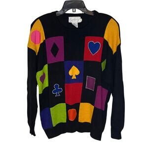 Retro 90s Santoria Sweater | Bright Colors | Vintage 1992 | Size Large